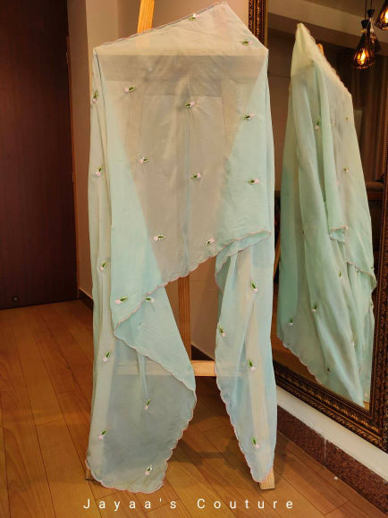 Dusty green organza dupatta