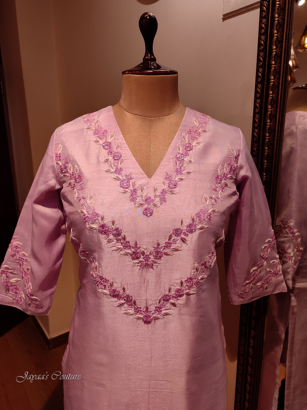 Mauve kurta pant with dupatta