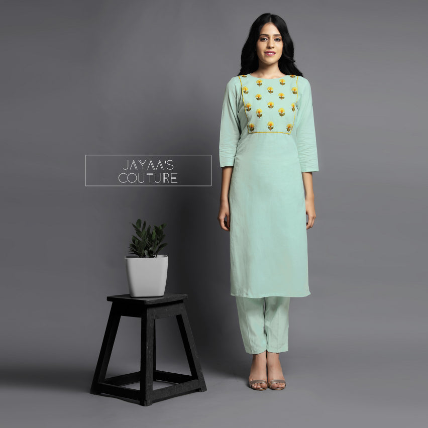 Pastel sea green kurta pants