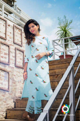 Powder blue kurta pant set