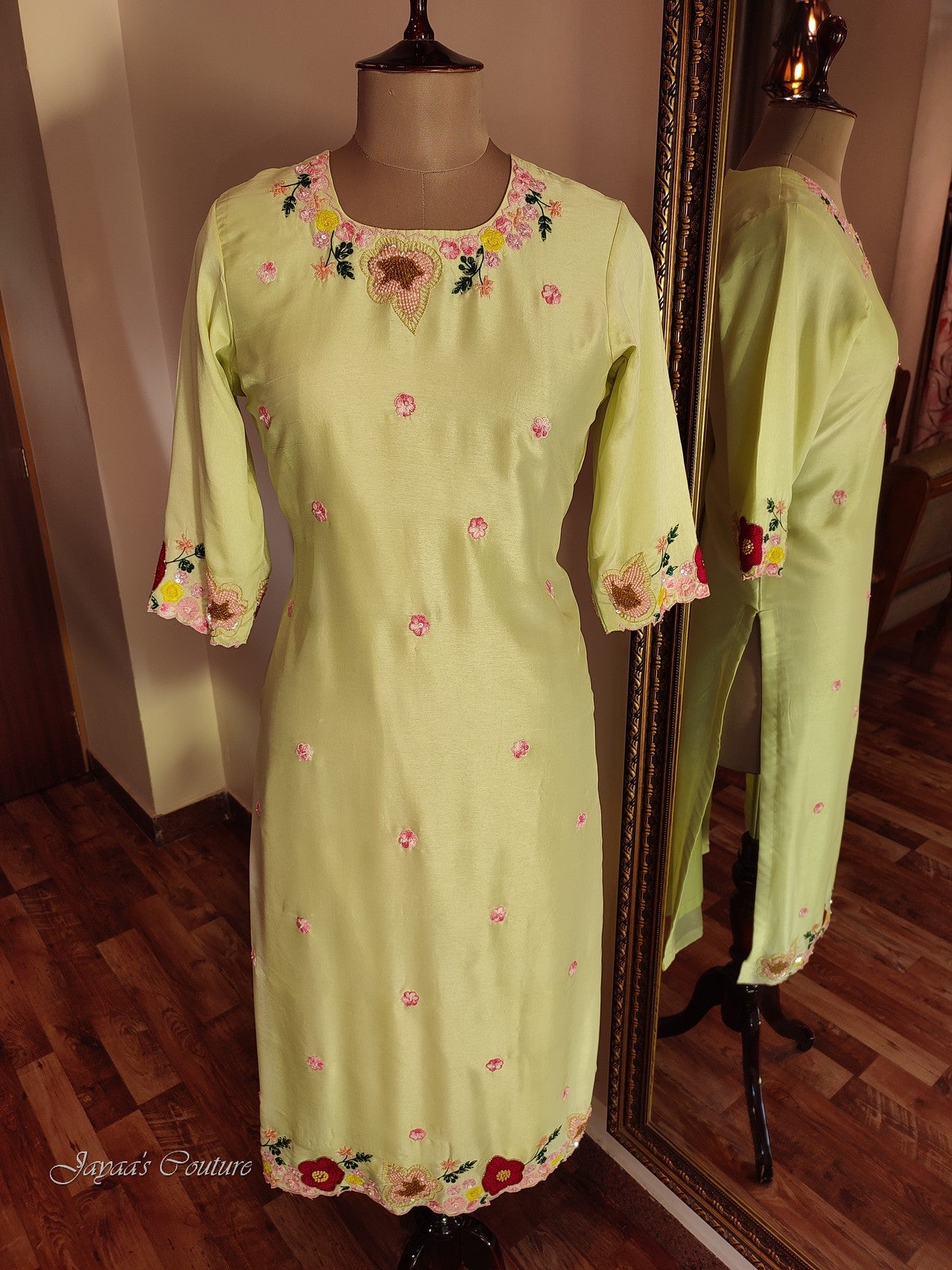 Lyril green kurta pants with dupatta