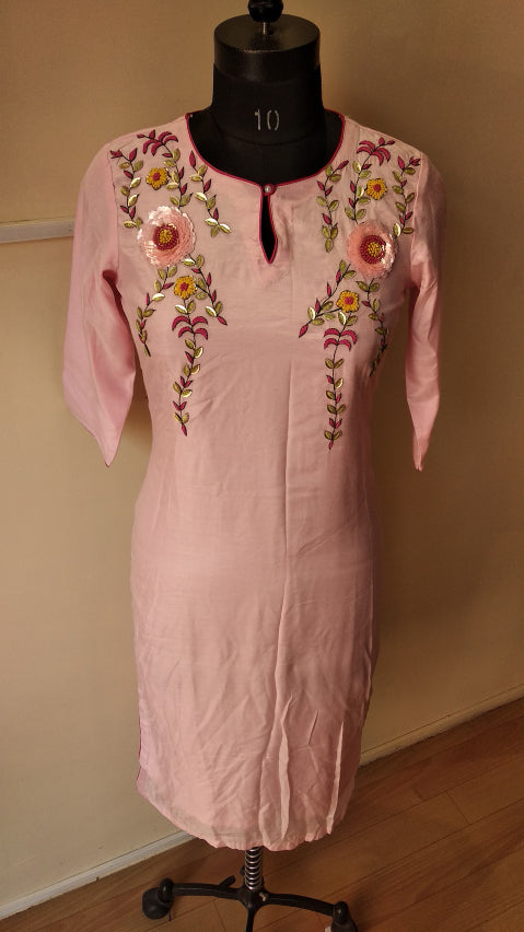 pink kurta pants set