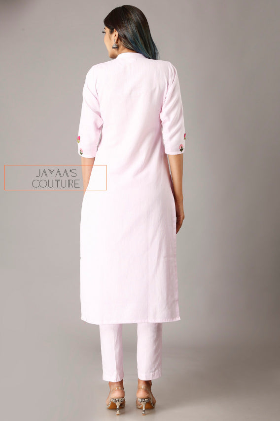 Baby pink kurta pants and dupatta