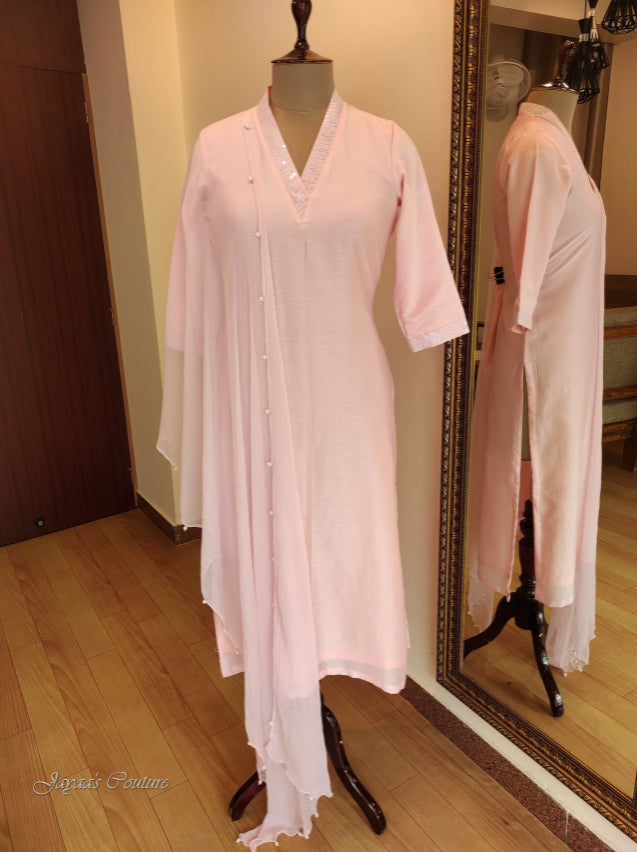 Light pink kurta pant & dupatta