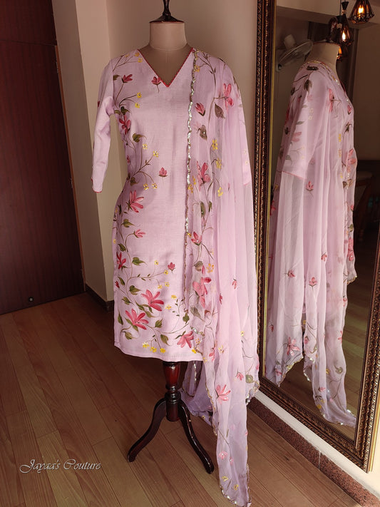 Pastel Lavender kurta pant with dupatta