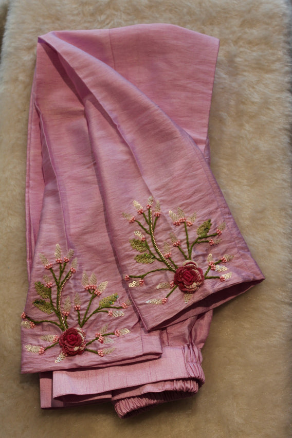 Lavander kurta pants with Dark pink dupatta