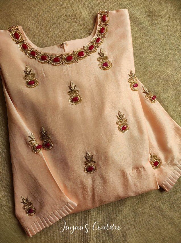 Peach dark pink Ombre gown with dupatta