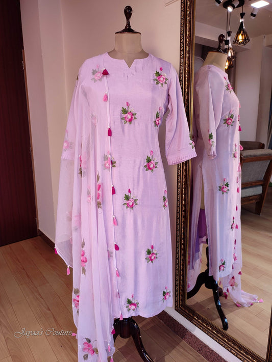 Lavender kurta pant & dupatta