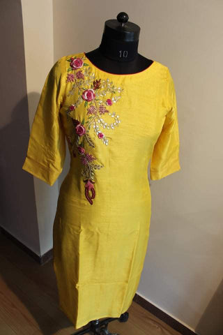 Mustard yellow kurta pants set