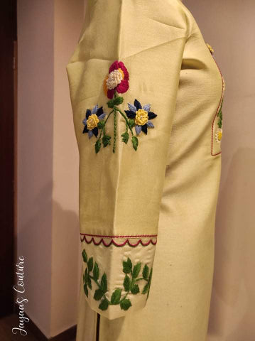 lemon Yellow Embroidered Kurta Pants set