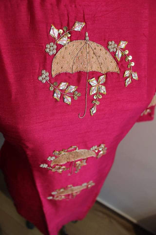 Pink umbrella kurta pants set