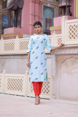 powder blue kurta pants set