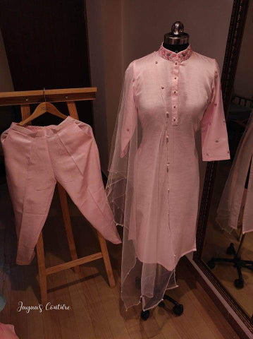 Blush pink kurta pants and dupatta