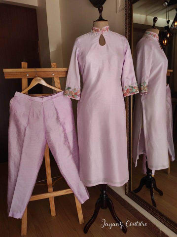 Pastel lavender kurta pants dupatta