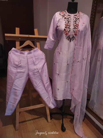 Pastel Lavender Kurta pants Dupatta set