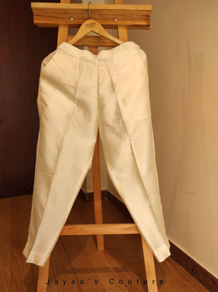 Offwhite kurta pants with lemon yellow dupatta
