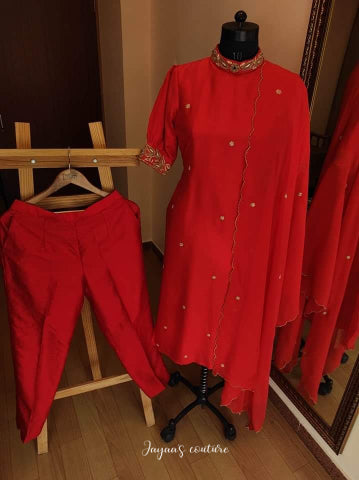 Red Emerald kurta pants and dupatta set