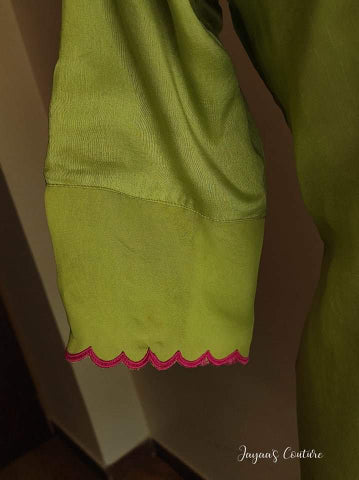 Pastel parrot green kurta pants with dupatta