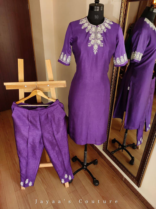 Dark purple kurta pants