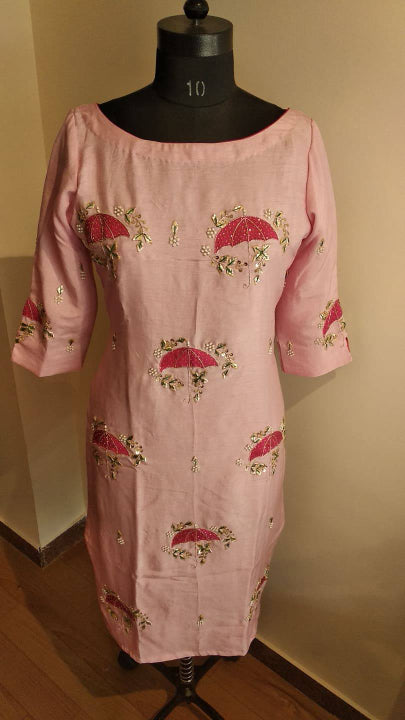 Pink Umbrella work kurta Pant Set