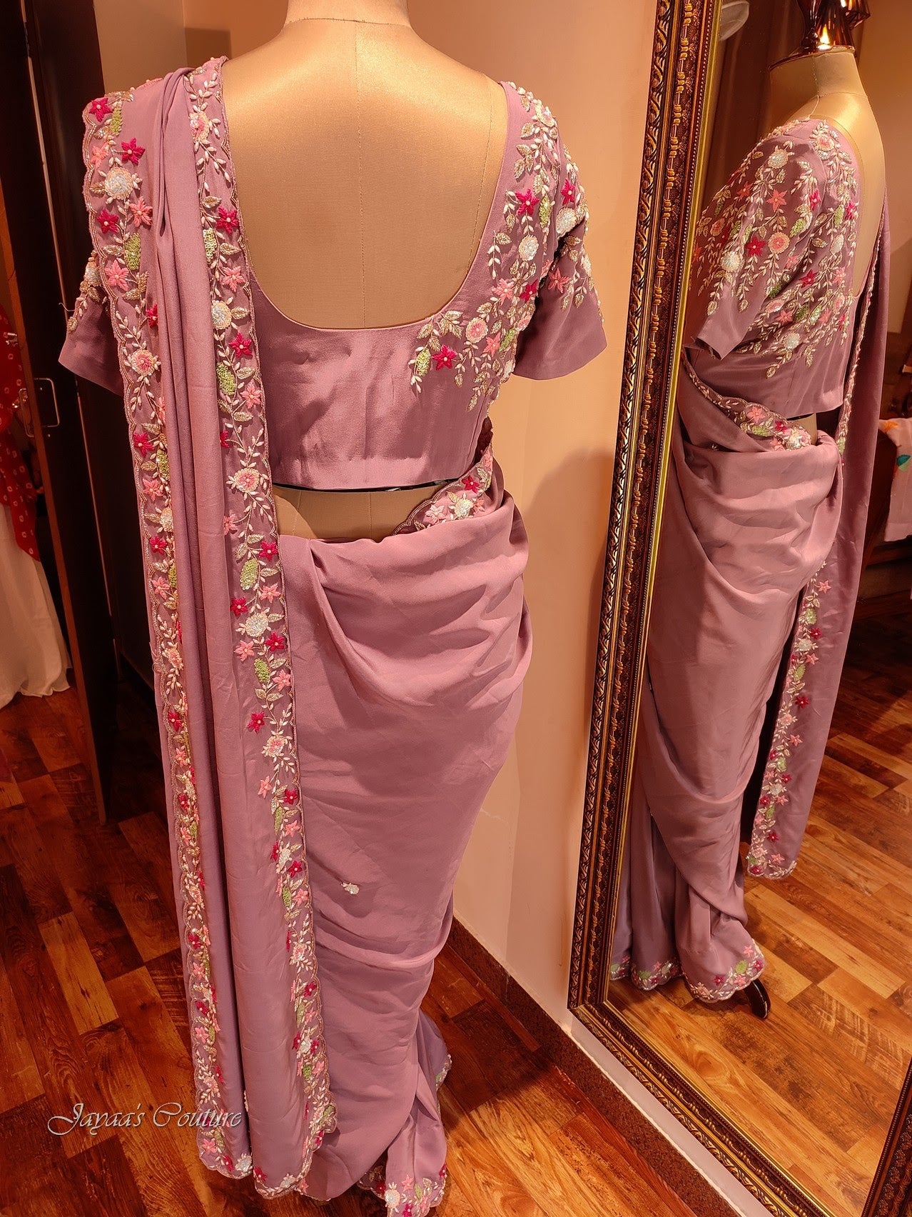 Mauve saree with blouse