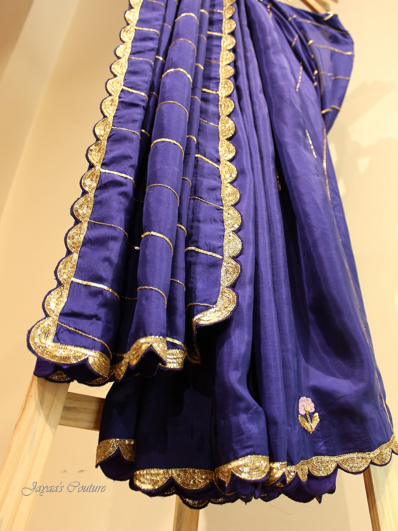 Blueish purple saree with blouse