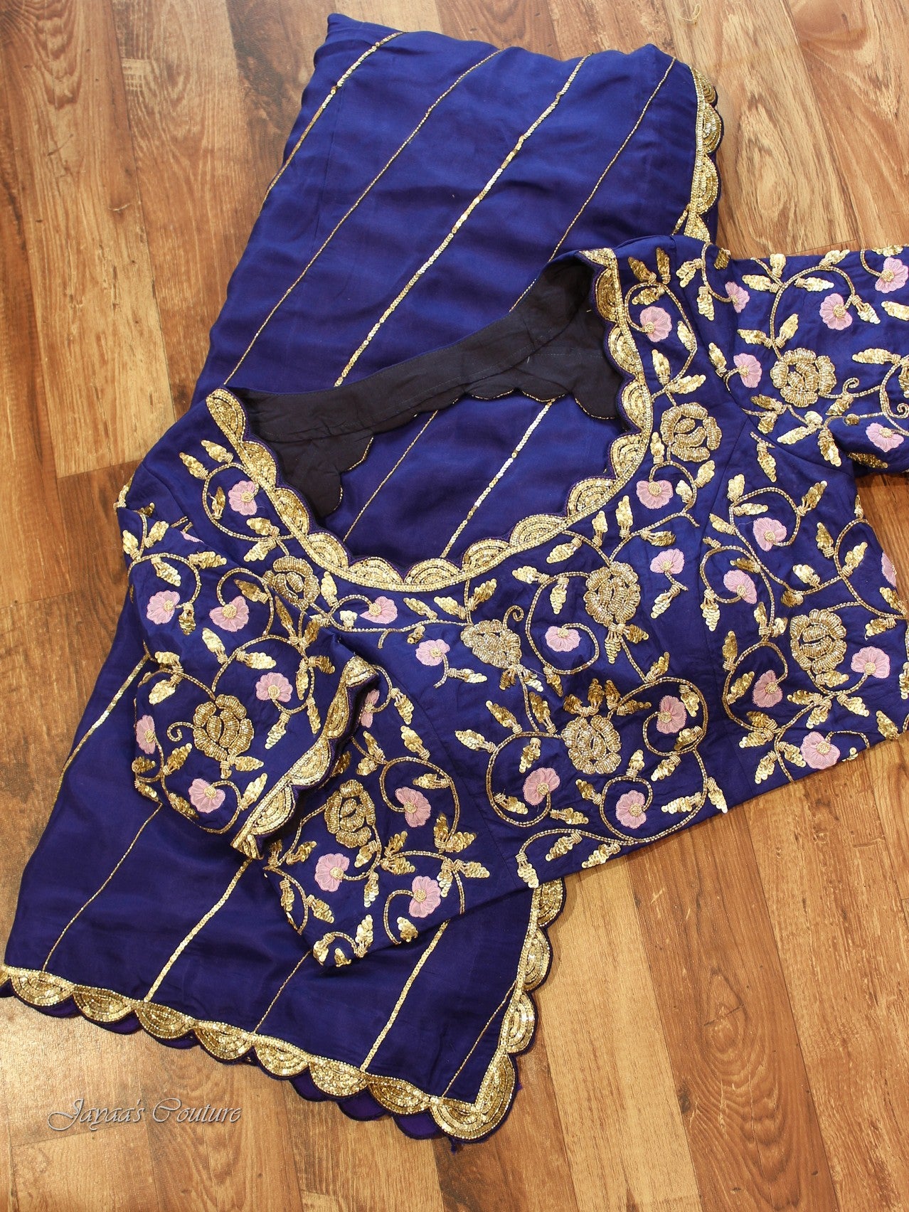 Blueish purple saree with blouse