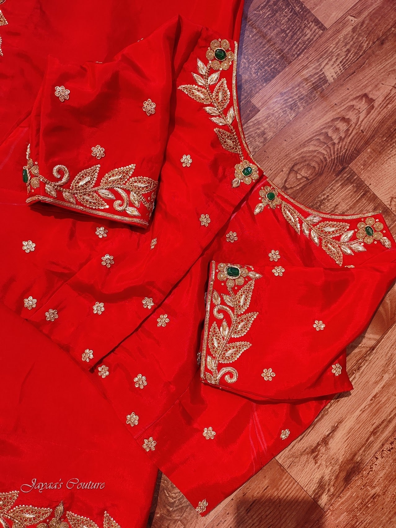 Red zardosi saree with blouse