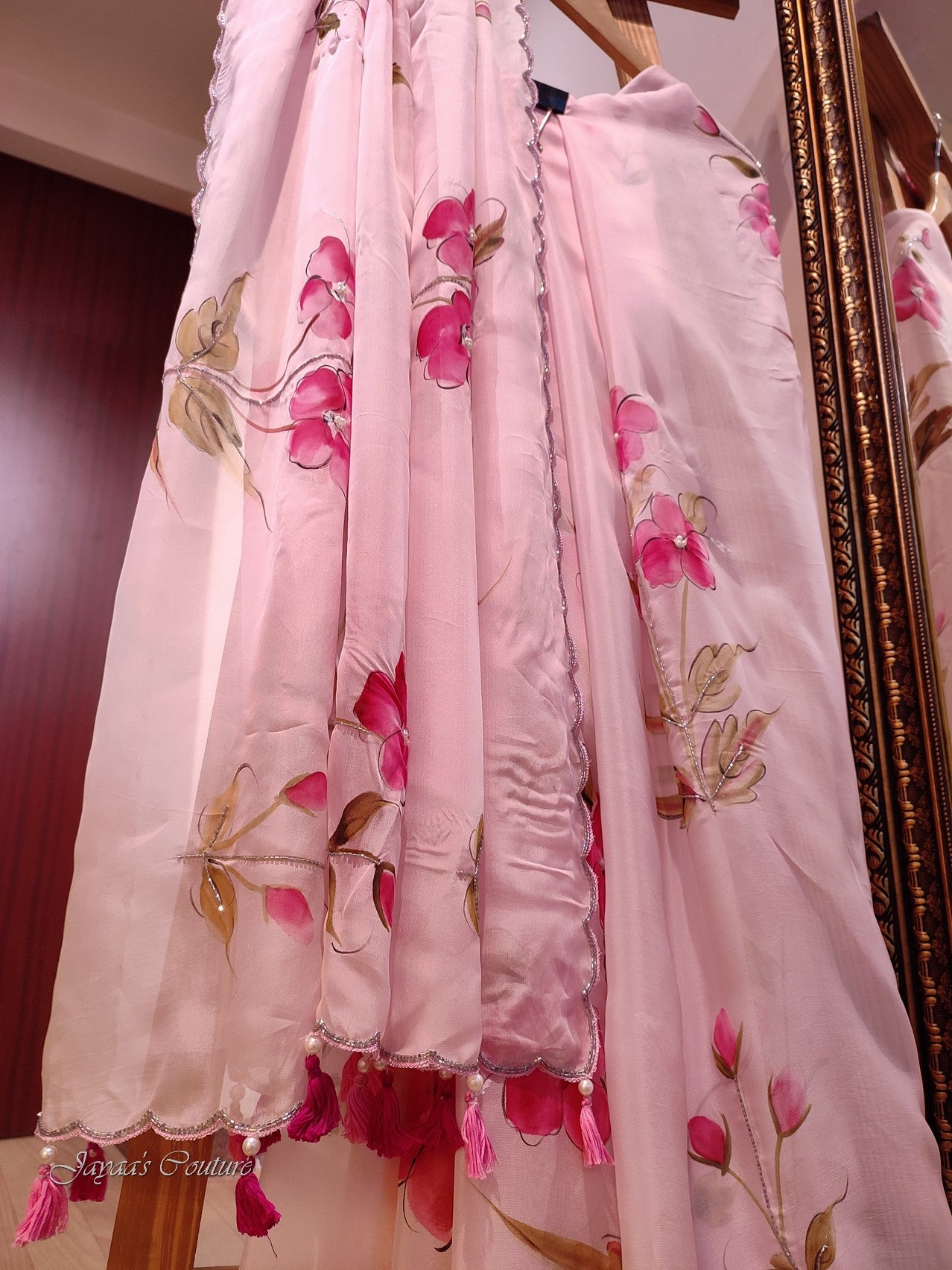 Dusty pink organza saree