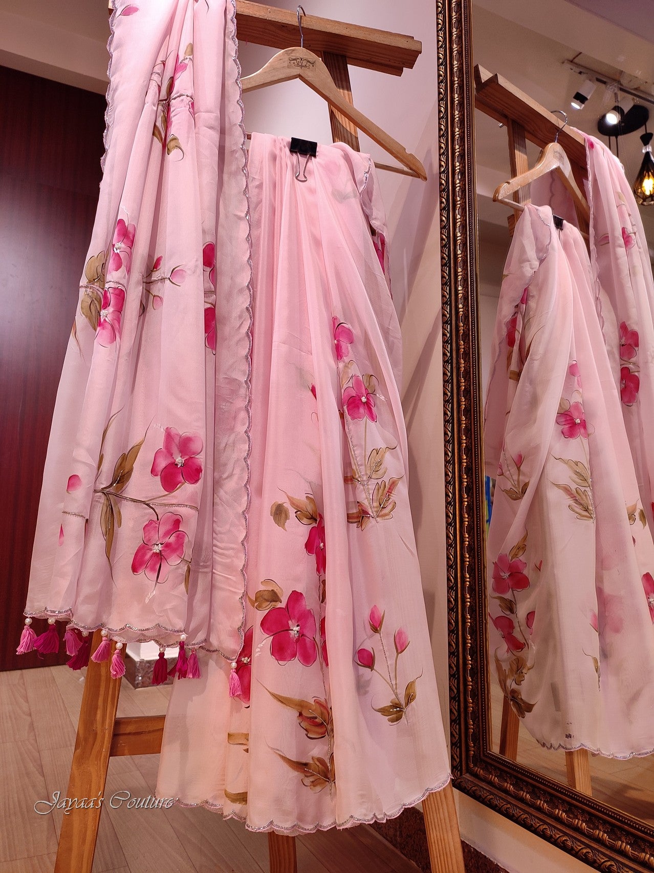 Dusty pink organza saree