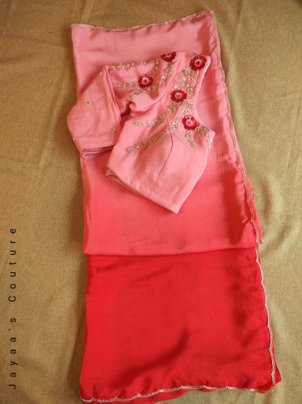 Peach ombre saree with sequins work blouse