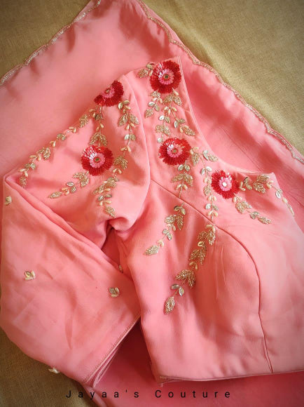 Peach ombre saree with sequins work blouse