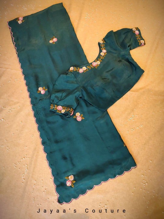 Peacock Blue Saree with Blouse