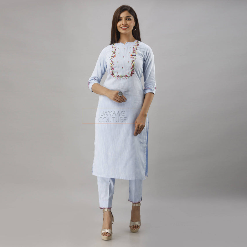 Powder blue kurta pants