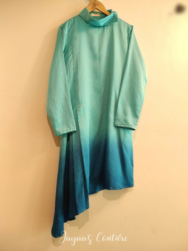 Aqua blue ombre kurta