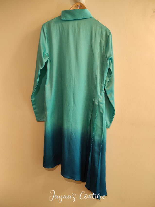 Aqua blue ombre kurta