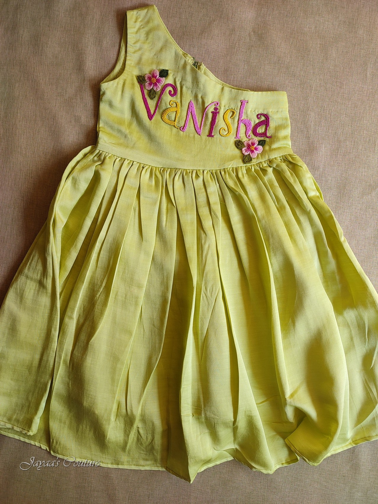 Green custom name dress – JAYAA'S COUTURE