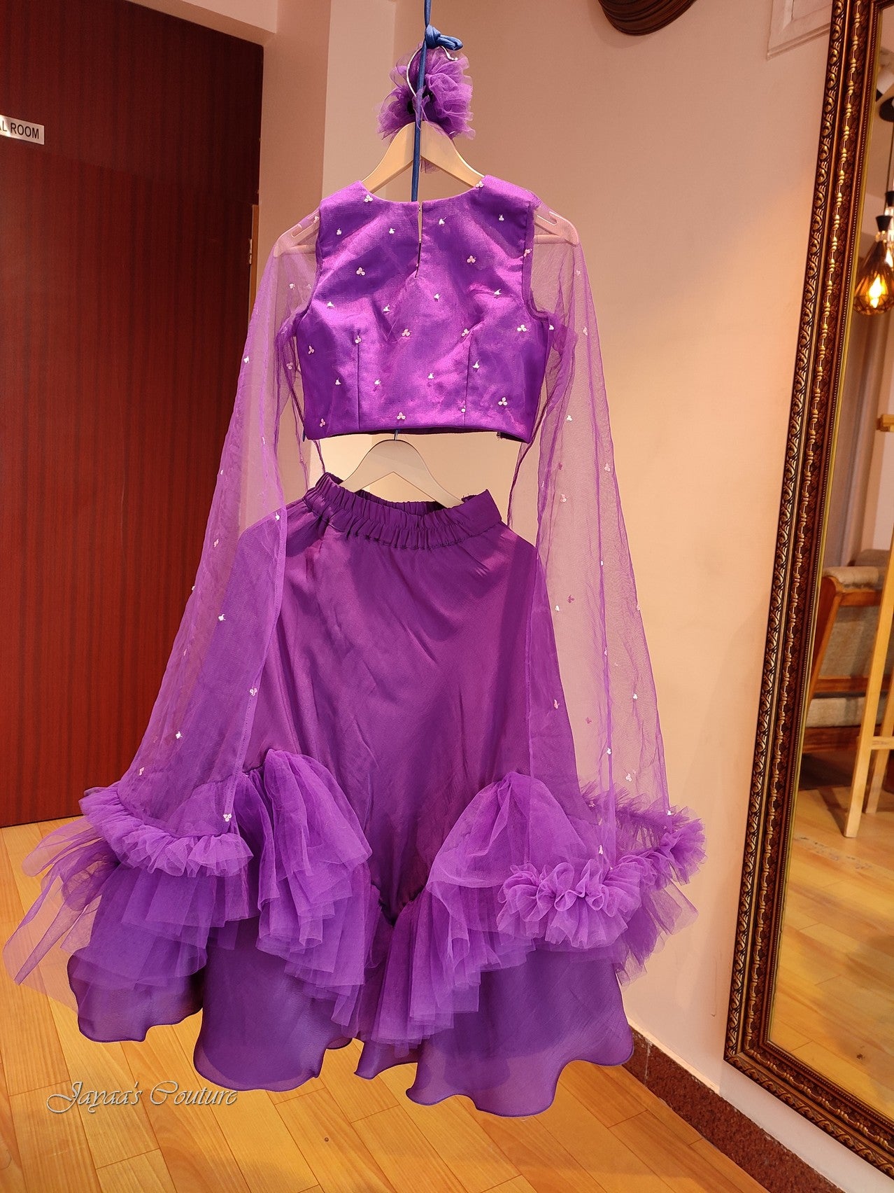 Purple crop top with skirt