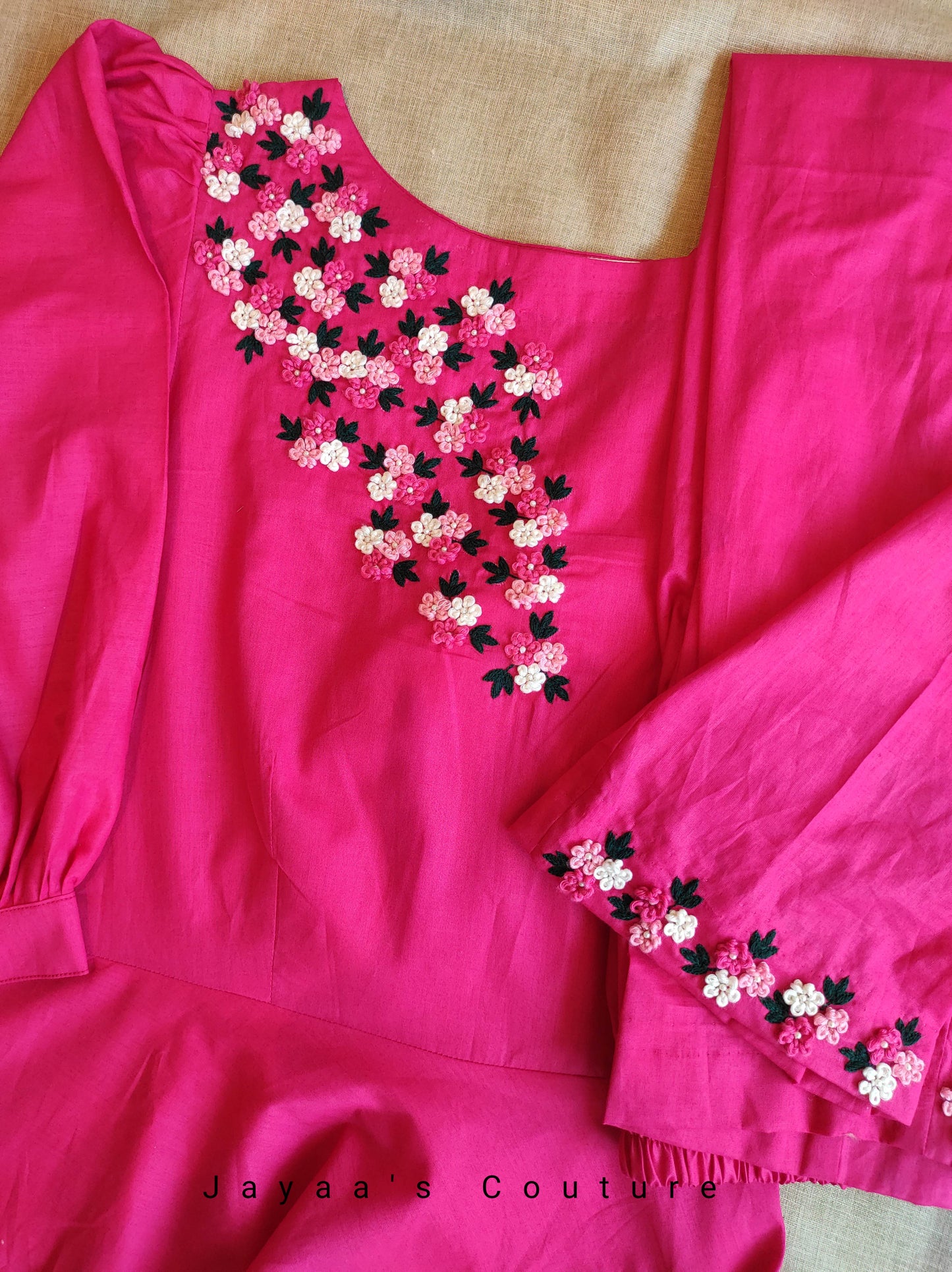 Pink Embroidered kurta pants set