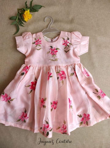 blush pink hand painted frock