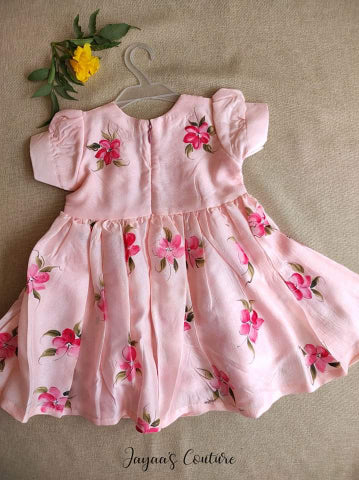 blush pink hand painted frock