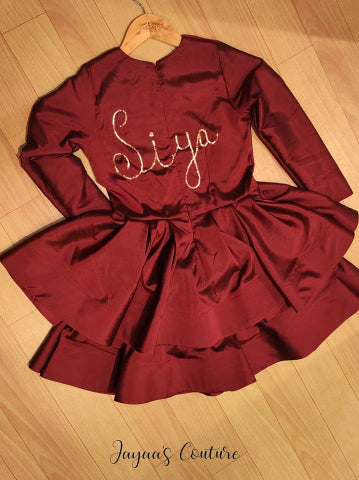 Deep cherry red Tunic with Customized name