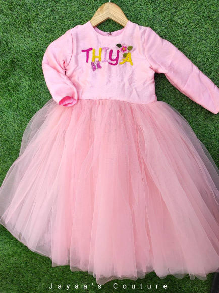Sand pink gown with customised name