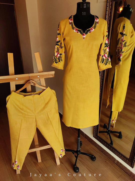 Mustard yellow kurta pants