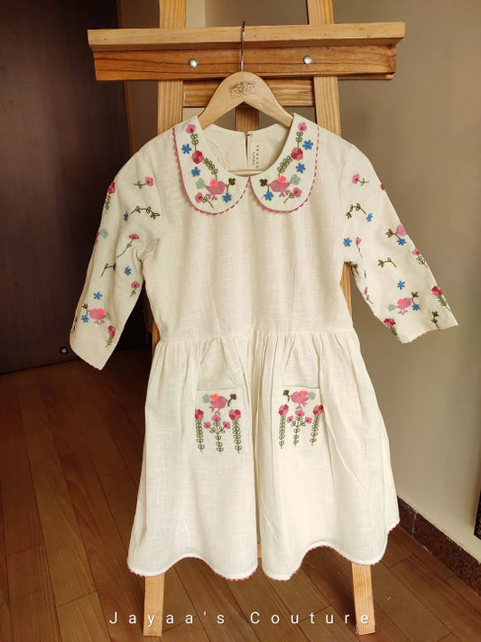 Off White pleated tunic for kids