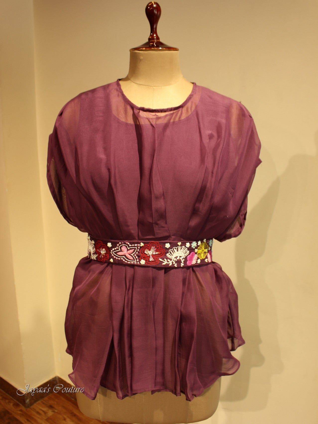 Mauve co-ord set with pants and belt