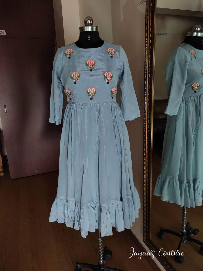Powder Blue Tunic Embroidered