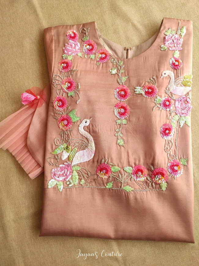 Dusty Peach Hand Embroidered Top