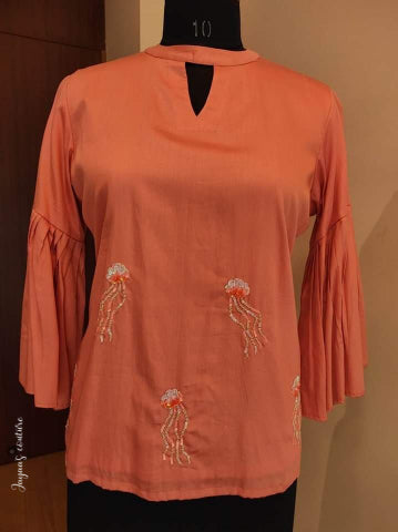 Peach Embroidered top