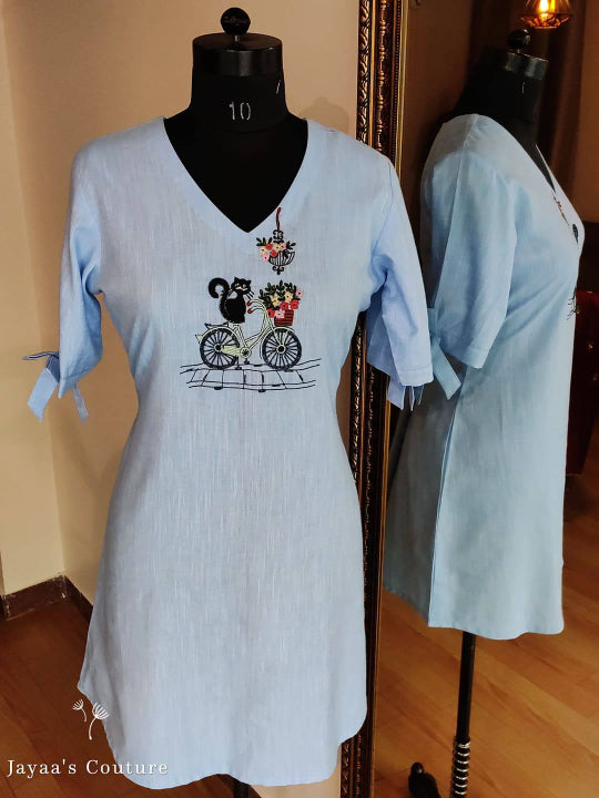 Powder blue Tunic Embroidered